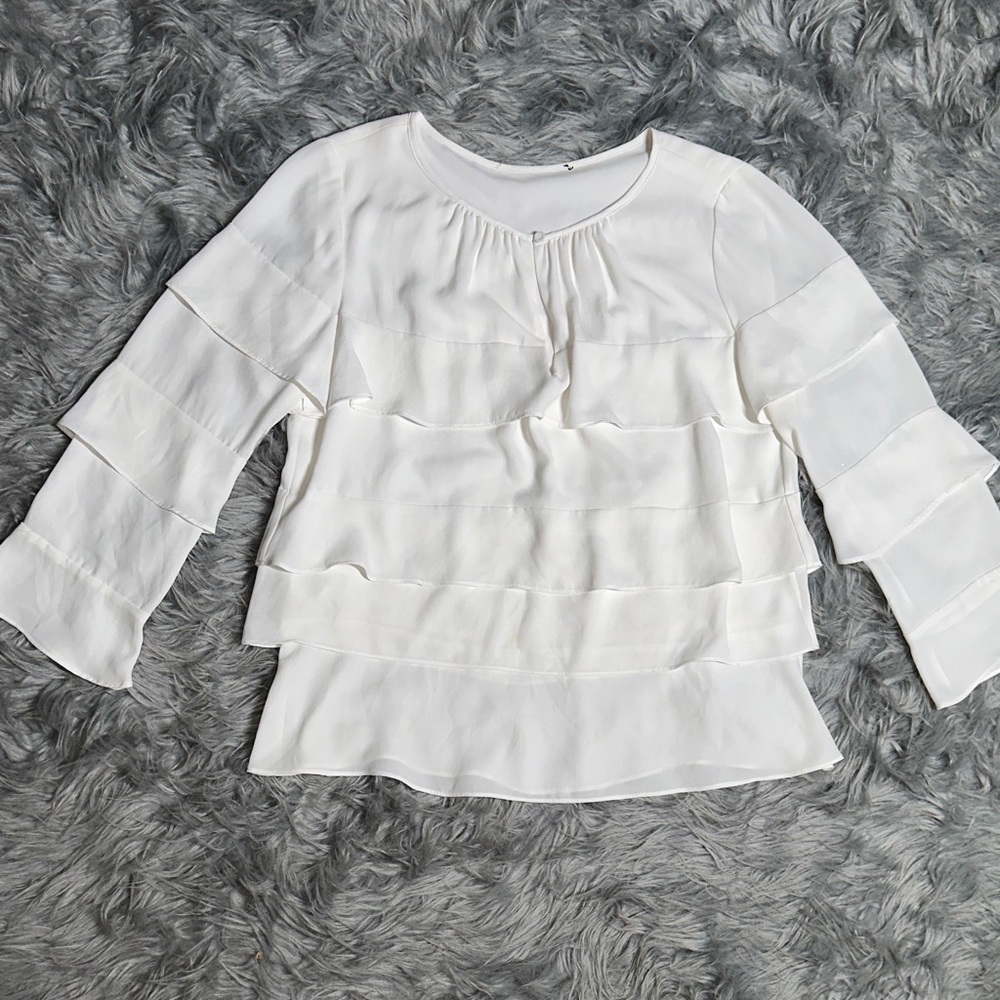 Zara White Layered Blouse